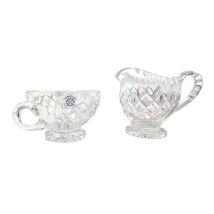 Galway Crystal Cream and Sugar Set Hand Cut Irish Lead Crystal Diamond Pattern
